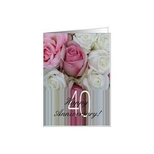  40th Wedding Anniversary Soft Pink roses Card Health 