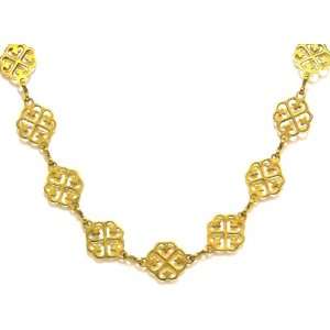  Catherine Popesco 14K Gold Plated Cross Clover Chain 
