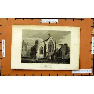  1815 View Dutch Church Austin Friars London Engraving 