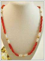 Vintage Jewelry 14kt Gold and Red Italian Coral Necklace 20  