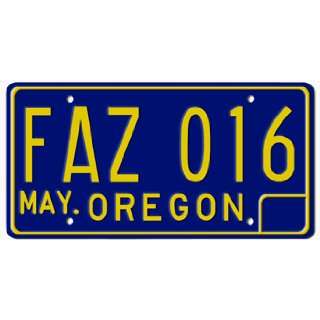 1965 OREGON STATE PLATE  EMBOSSED WITH YOUR CUSTOM NUMBER   This plate 