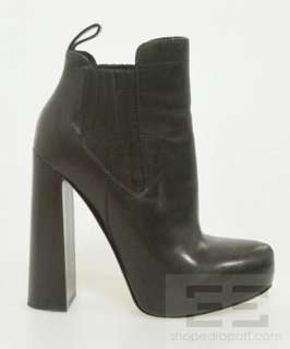 Alexander Wang Black Leather Stacked Heel Platform Booties Size 38 