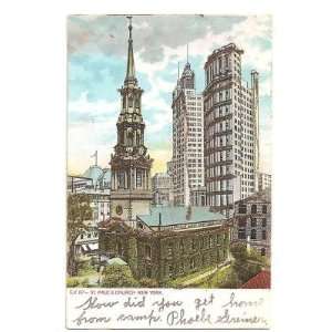  Postcard St Pauls Church New York City 1906 Everything 