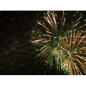 Display of Elaborate Fireworks Illuminating the Night Sky Photographic 