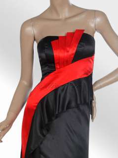 Alisa Pan Elegant Strapless Black Red Ruffles Long Prom Gowns 09345 US 