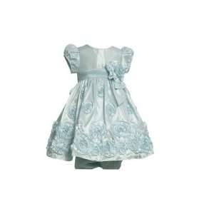  Baby Dress   Aqua Short Sleeved Bonaz Roses Dress Size 6 9 