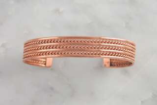 Verna Tahe 3 Row Rope Cuff Copper Bracelet Navajo Native American 