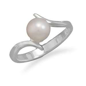    Crossover Design Cultured Freshwater Pearl Ring Size 7 Jewelry