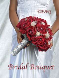 Love ALYSSIA RED Wedding Bouquets Bouquet Bridal Groom Bridesmaid Silk 