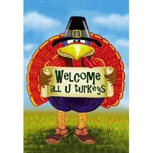   : Welcome All U Turkeys Thanksgiving Mini Flag: Patio, Lawn & Garden