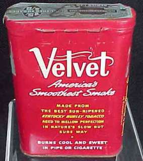 Velvet Pipe & Cigarette Tobacco Pocket Tin with Lid  