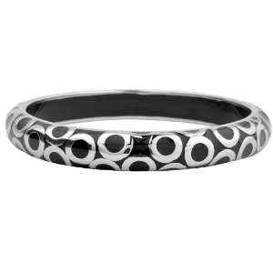  Womens Stainless Steel Bangle Bracelet with Black Resin 