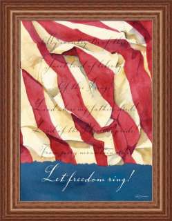 Let Freedom Ring Patriotic American Flag Print Framed  