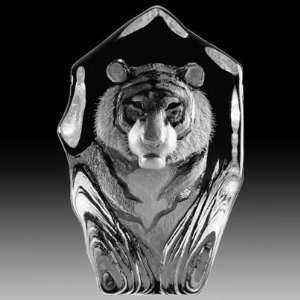  Tiger Face Crystal Art Glass Sculpture