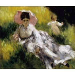  Oil Painting Woman with Parasol Pierre Auguste Renoir 