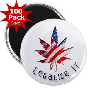 USA FLAG LEGALIZE IT Marijuana Pot Leaf 100 Pack of 2.25 inch Fridge 