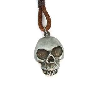   Hades Skull Pewter Pendant Urban Wear on Adjustable Leather Necklace