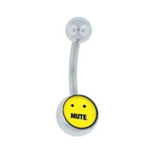  Smiley MUTE Logo Belly Button Navel Ring Jewelry