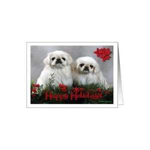  Happy Holidays White Pekingese Card Health & Personal 