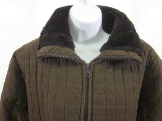 ANDREW MARC Brown Faux Fur Collar Coat Jacket Sz L  