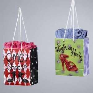   12 Fashion Avenue Gift Bag Glitter Christmas Ornaments: Home & Kitchen