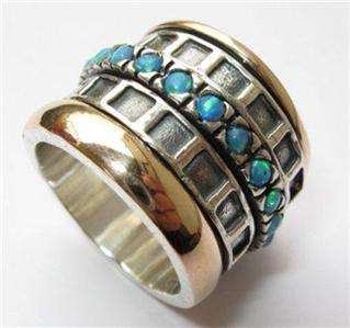 Wide band ring opals jewellery anillo plata oro opalos bague tube 