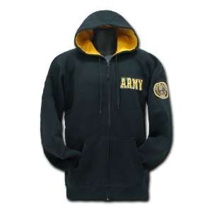 Black United States US Army Fleece Lined Hoodie Sweathshirt W/Zipper 