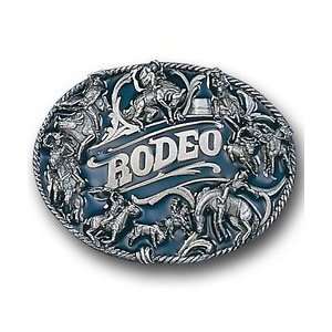  Pewter Belt Buckle   Rodeo Rope Border