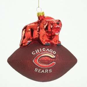 NFL Chicago Bears Mouth Blown Glass Mascot Football Christmas Ornament