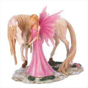 Fairy Feeding Unicorn Statue 