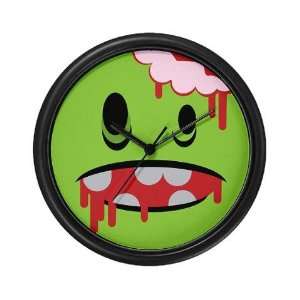  unhappy undead zombie smiley Funny Wall Clock by  