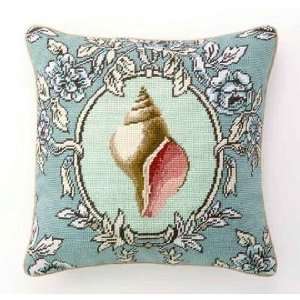  Sea Breeze Shell Needlepoint Pillow: Home & Kitchen