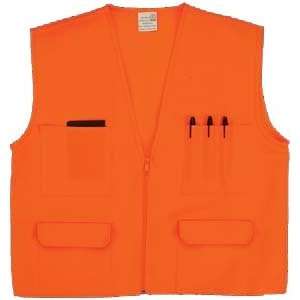   Vest, Color Orange, Multi pockets, w/o Stripes, Zipper Closure, Size M