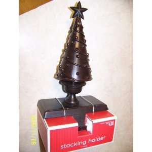  Dark Metal Turning Christmas Tree Stocking Holder: Home 