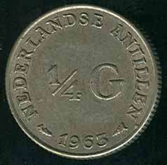 NETHERLANDS ANTILLES 1/4 GULDEN 1963 SILVER COIN  