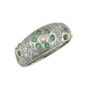    Chalil   size 7.00 14K Gold Emerald & Diamond Ring: Jewelry