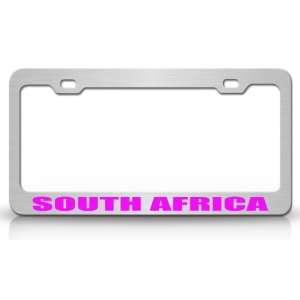 SOUTH AFRICA Country Steel Auto License Plate Frame Tag Holder, Chrome 