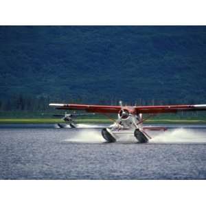 Two Floatplanes Landing on Robe Lake near Valdez, Robe Lake, Alaska 