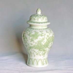  Celadon Dargon Lotus Temple Jar Small: Home & Kitchen
