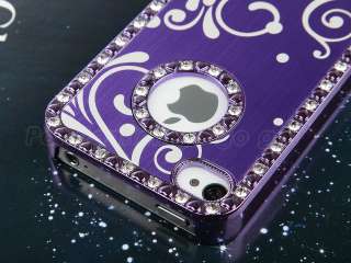   Bling Hard Cover Case For Apple iPhone 4 4S 4G w/ Film Purple  