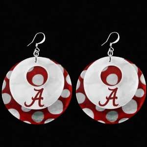 Alabama Crimson Tide Crimson Polka Dot Capiz Double Shell Earrings 