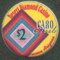 Desert Diamond Casino Card Club $2 Chip Tucson Arizona  