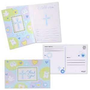 Lets Party By Amscan Sweet Blessing Blue Invitations & Thank You 