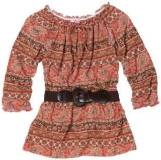  Fang Girls 7 16 Printed Knit Tunic Top with Belt: Clothing