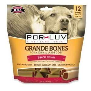  PurLuv Grande Bones Bacon Dog Treat 10 count 32 oz Bag