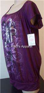 New Tutta Bella Womens Maternity Clothes S M Purple Shirt Top Blouse 