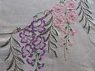 Vintage Antique Wisteria Embroidery Embroidered Table Runner Dresser 