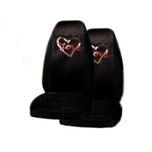    Fit Crystal Sequin Studded High Back Seat Covers   Love Heart
