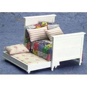  Dollhouse Miniature White Trundle Bed 