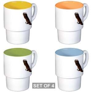    Stackable Coffee Mugs (4) Bald Eagle Flying 